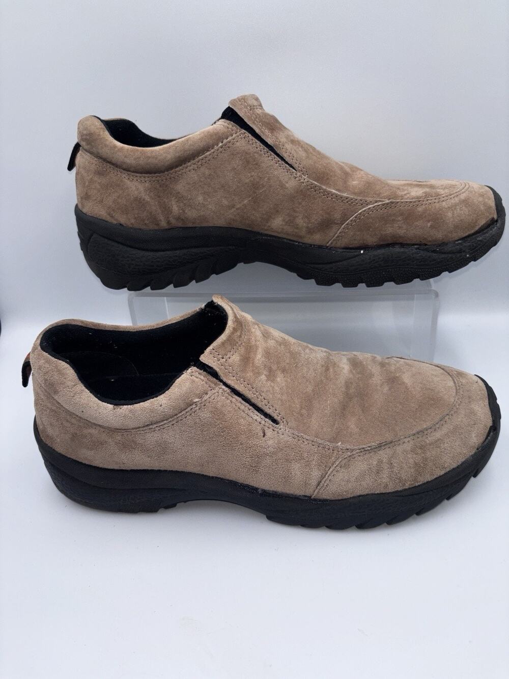 GBX Men's Taupe Suede Mocs 12M Trailguard Lightly Worn Clean EUC